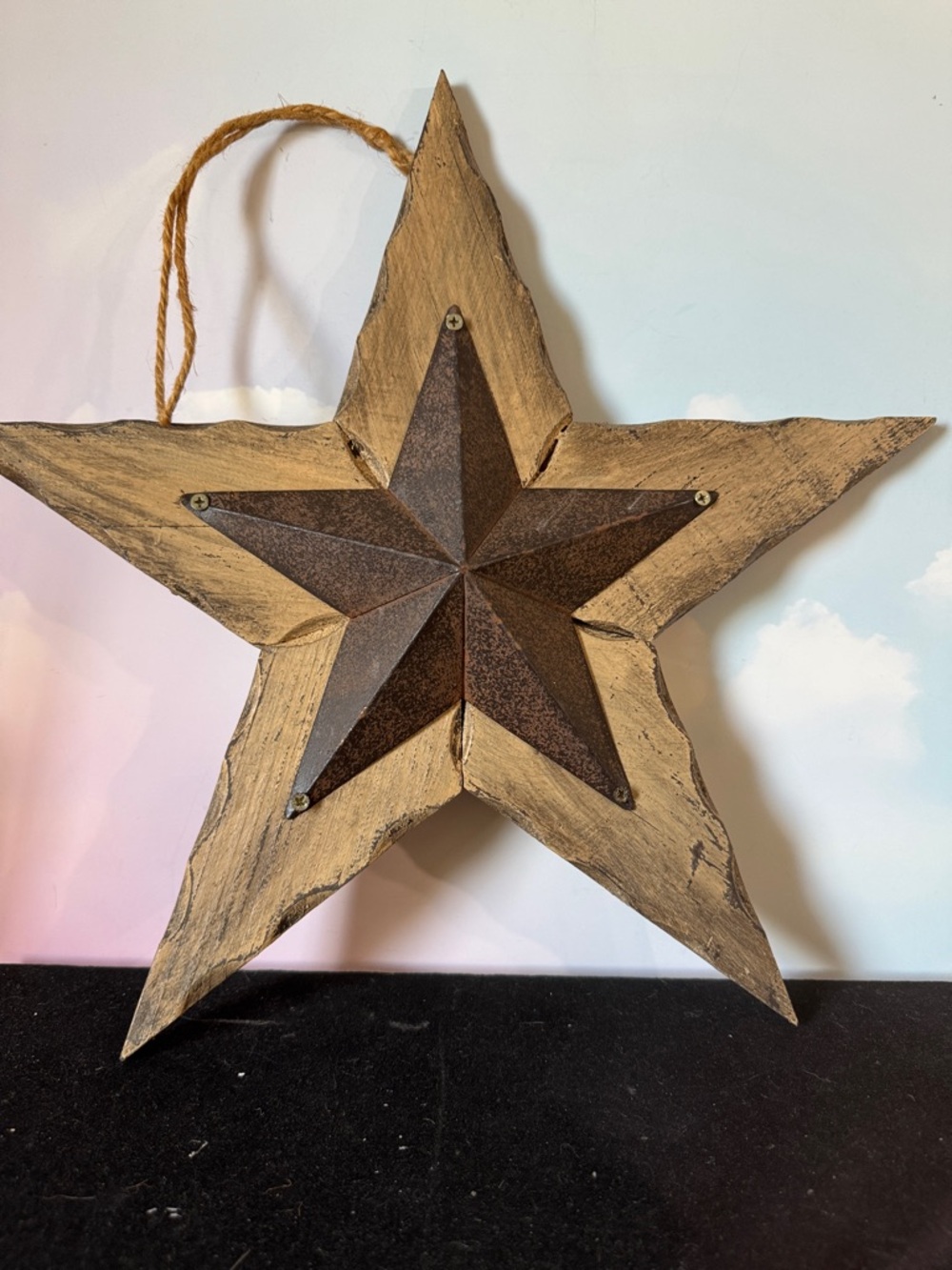 Rustic Old Style Wooden Wall Accent with Metal Center Brown indoor/outdoor decor - Picture 2 of 5